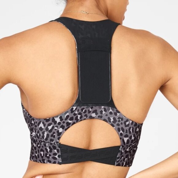 Fabletics Leopard On the Go Midi Sports Bra XS - Picture 4 of 4